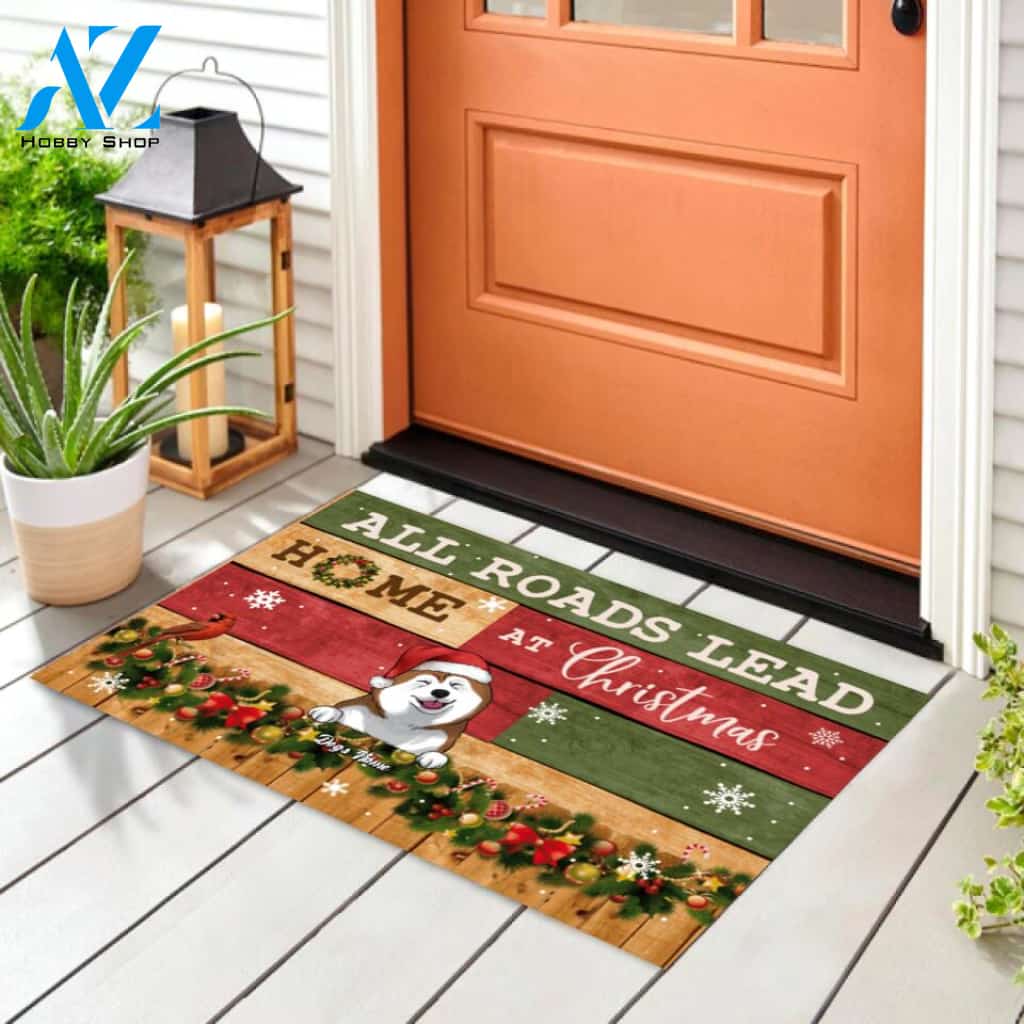 All Roads Lead Home At Christmas - Personalized Doormat