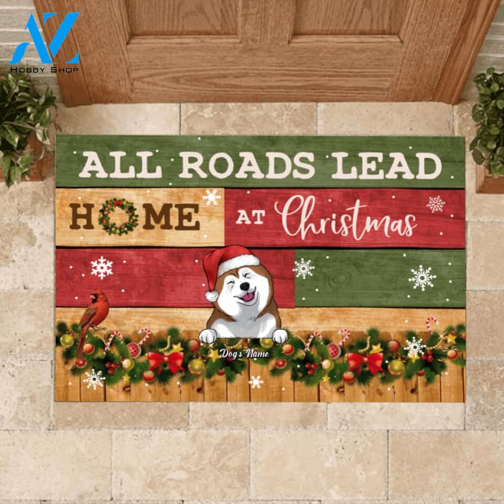 All Roads Lead Home At Christmas - Personalized Doormat