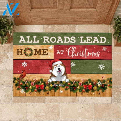 All Roads Lead Home At Christmas - Personalized Doormat