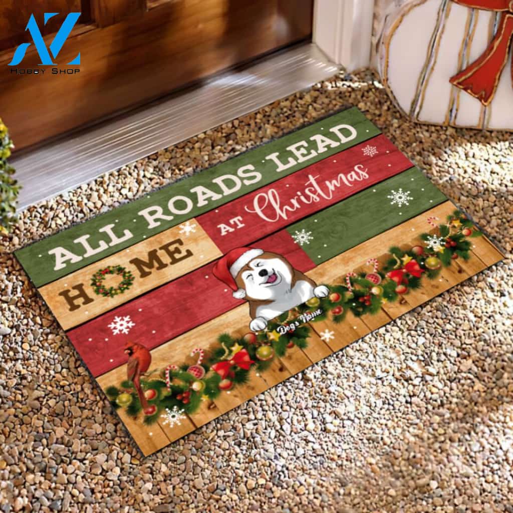 All Roads Lead Home At Christmas - Personalized Doormat