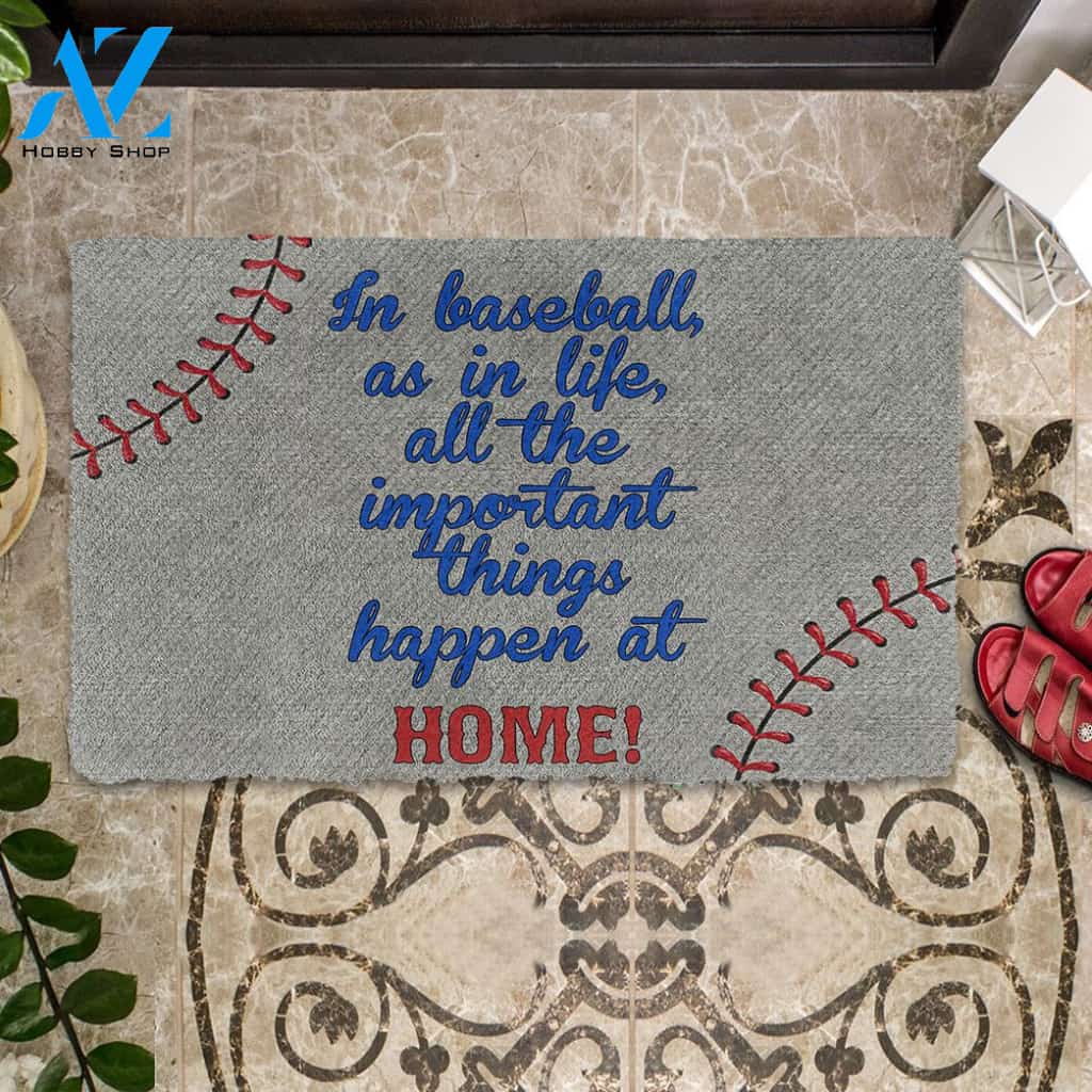 All The Important Things Happen At Home Funny Baseball Doormat Gift For Baseball Lovers Home Decor Warm House Gift Welcome Mat, Birthday Gift