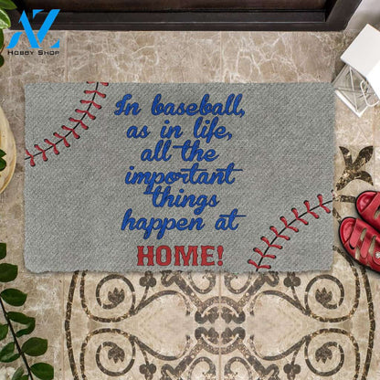 All The Important Things Happen At Home Funny Baseball Doormat Gift For Baseball Lovers Home Decor Warm House Gift Welcome Mat, Birthday Gift