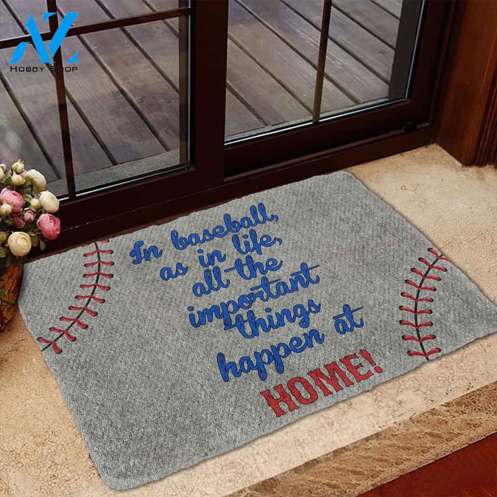 All The Important Things Happen At Home Funny Baseball Doormat Gift For Baseball Lovers Home Decor Warm House Gift Welcome Mat, Birthday Gift