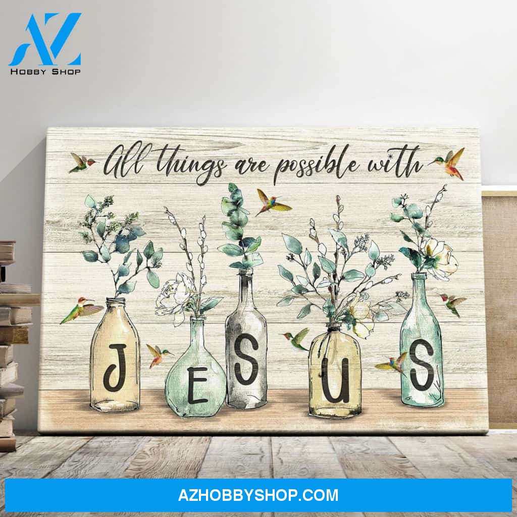 All Things Are Possible With Jesus, God canvas, Christian Canvas Art, Jesus Canvas, Wild Animal, Wall Art Decor,Home Decor