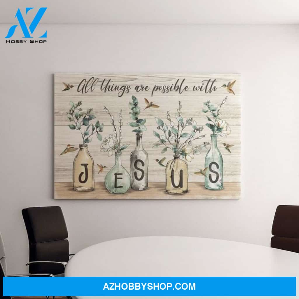 All Things Are Possible With Jesus, God canvas, Christian Canvas Art, Jesus Canvas, Wild Animal, Wall Art Decor,Home Decor