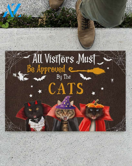 All Visitors Must Be Approved By The Cats Doormat Welcome Mat Housewarming Gift Home Decor Gift For Cat Lovers Funny Doormat Gift For Friend Gift For Halloween