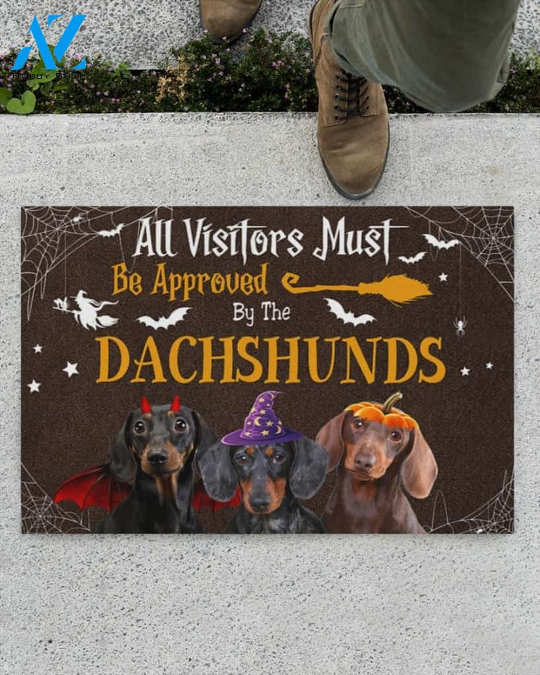 All Visitors Must Be Approved By The Dachshunds Funny Halloween Doormat Gift For Dog Lovers Birthday Gift Home Decor Warm House Gift Welcome Mat