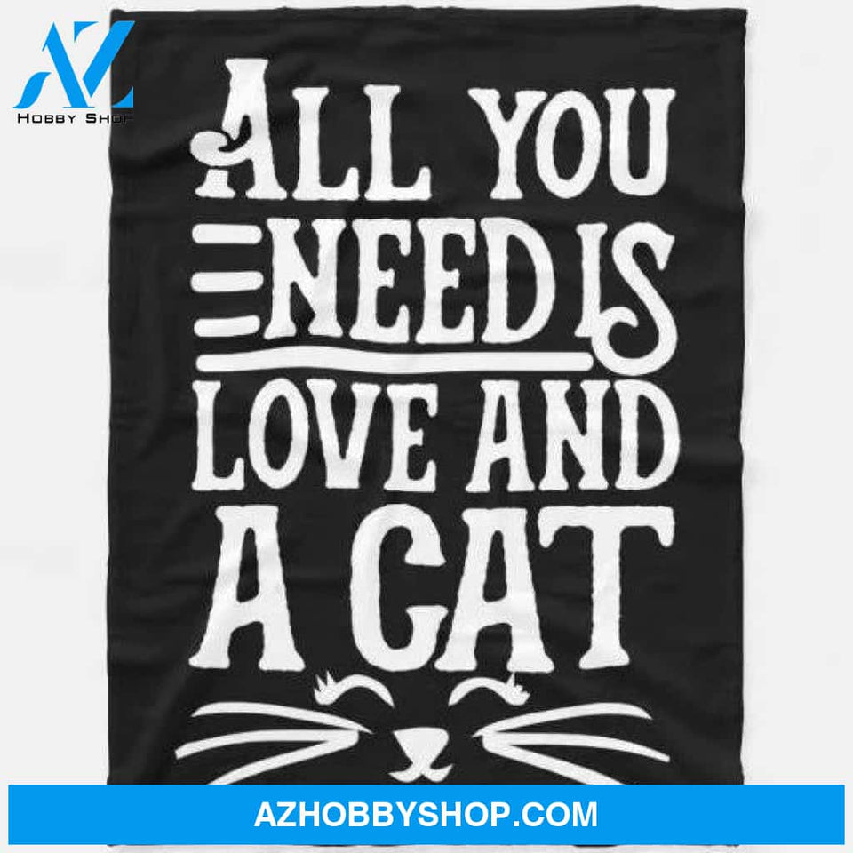 All You Need Is Love And A Cat Fleece Blanket Gift For Cat Lovers Home Decor Bedding Couch Sofa Soft And Comfy Cozy