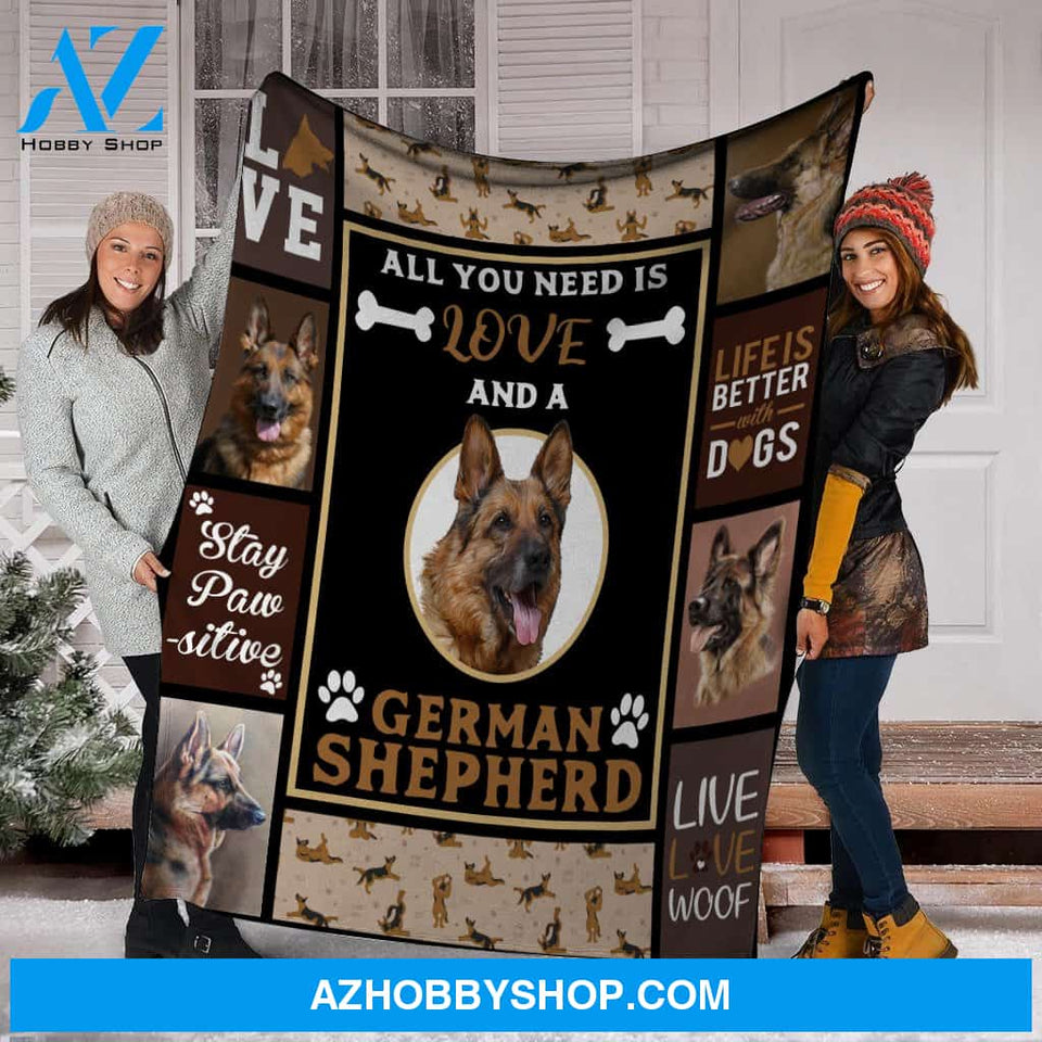 All You Need Is Love And A German Shepherd Dog Fleece Blanket