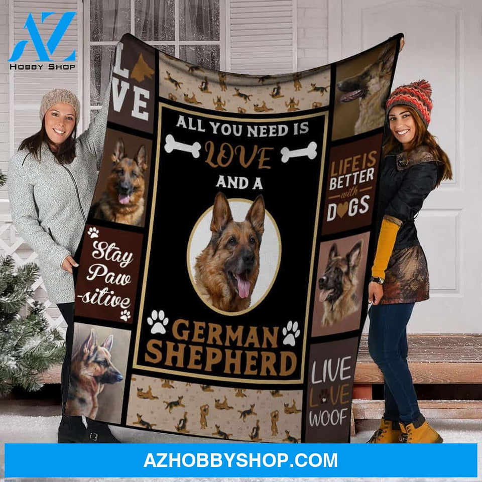 All You Need Is Love And A German Shepherd Dog Fleece Blanket