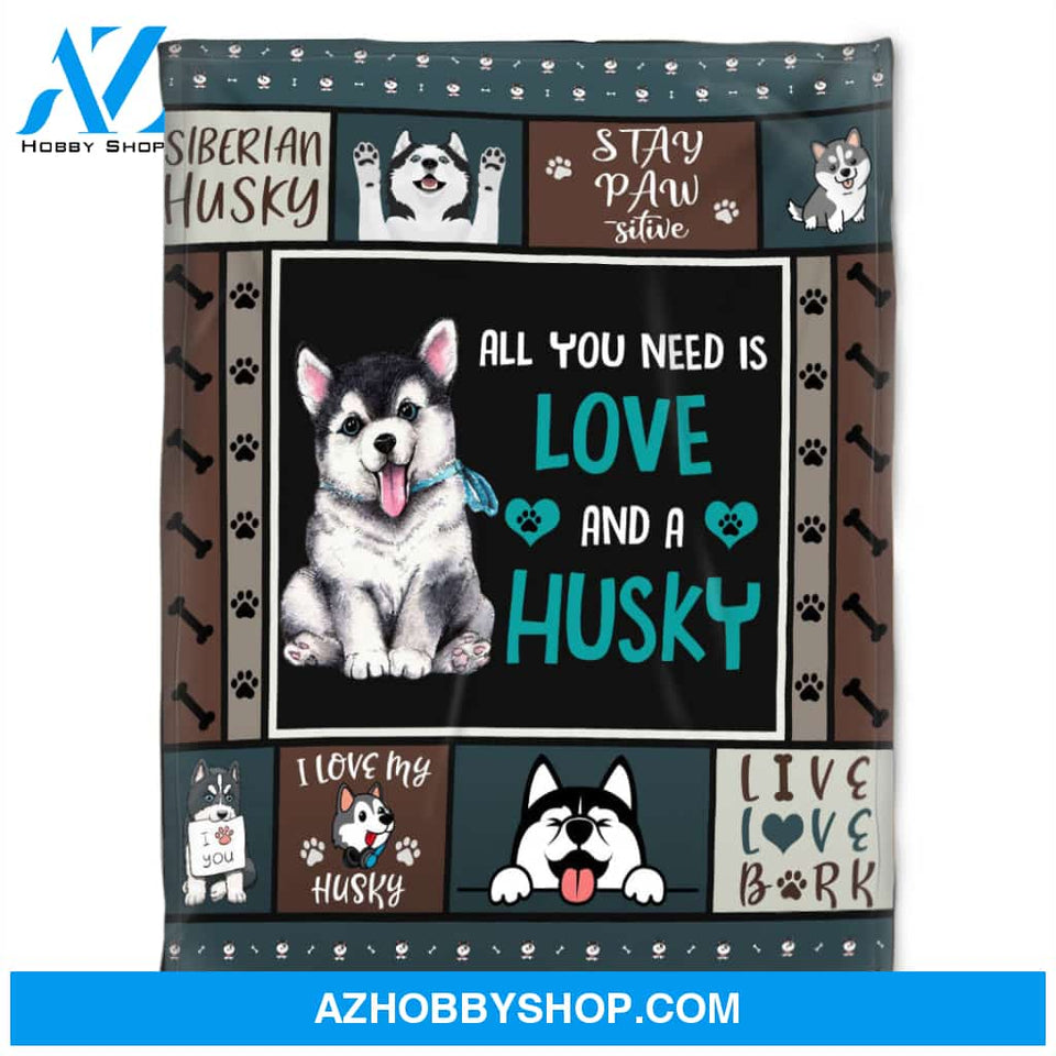 All You Need Is Love And A Husky, Fleece Blanket.Gift For People Family Home Decor Bedding Couch Sofa Soft and Comfy Cozy