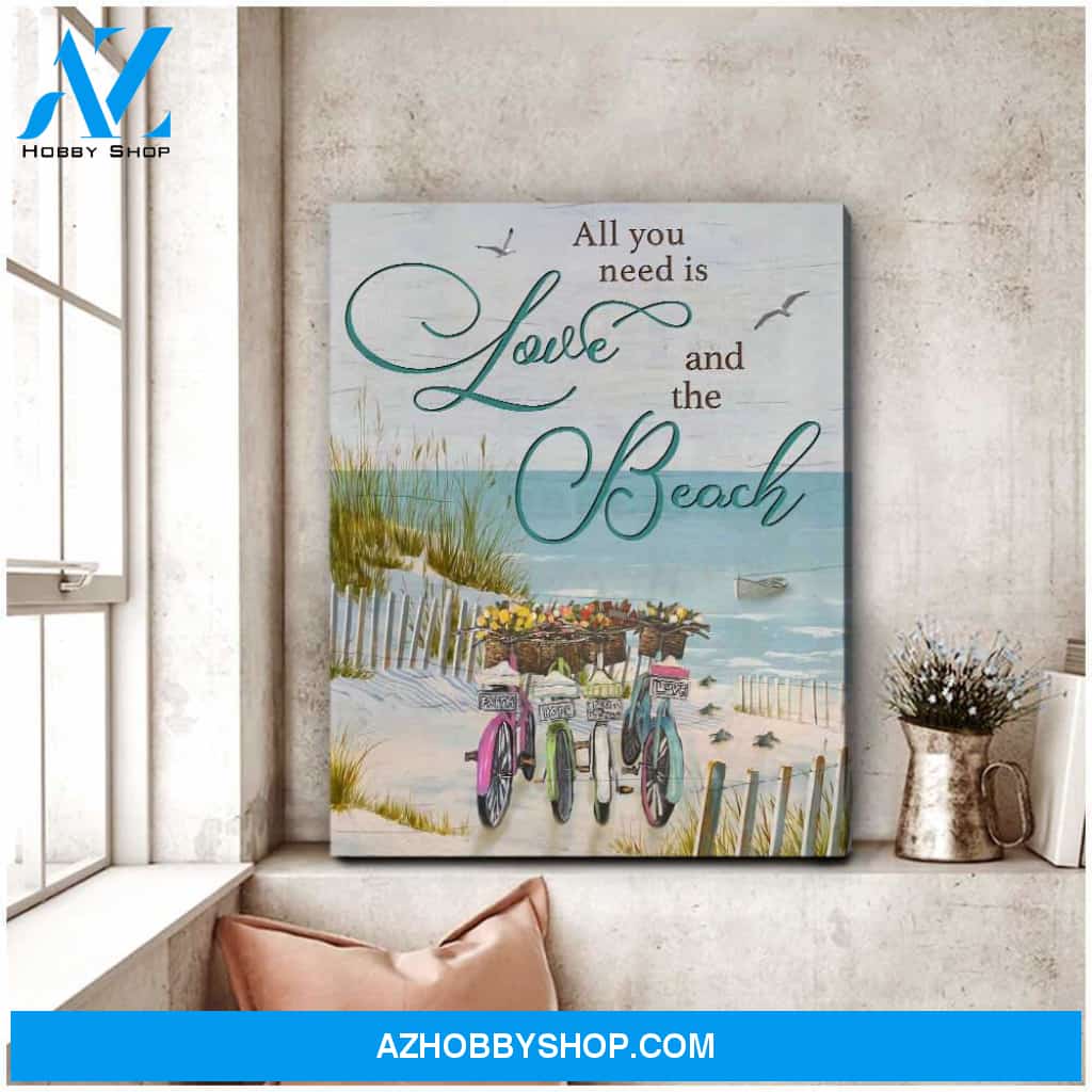 All you need is love and the beach Beach Turtles Canvas Wall Art Decor