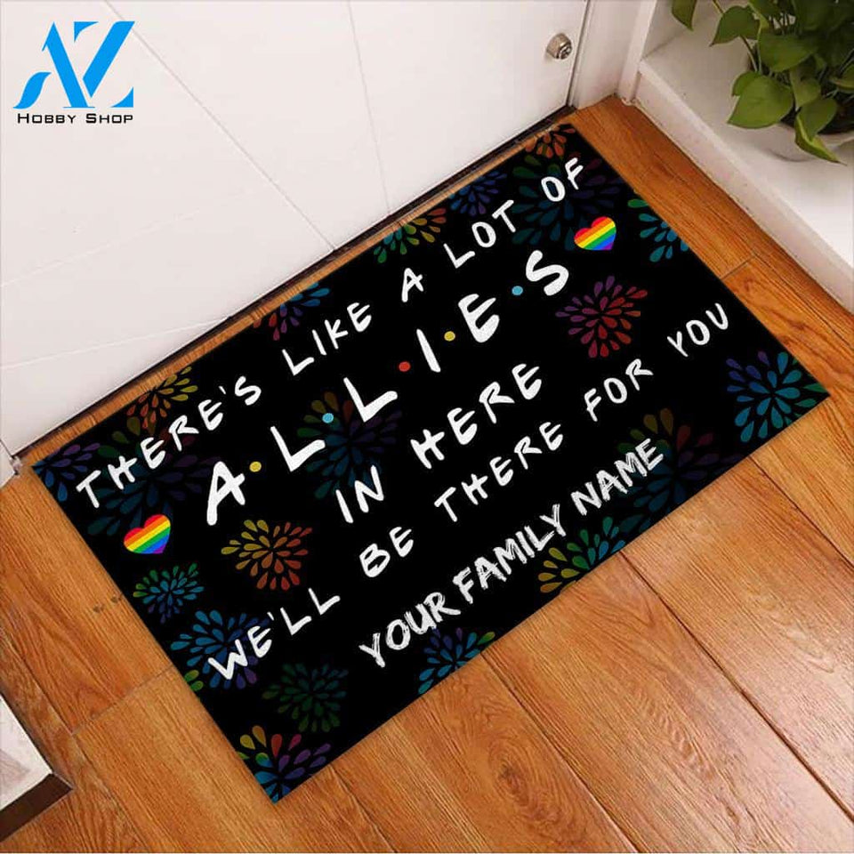 Allies In Here Personalized Coir Pattern Printed Doormat