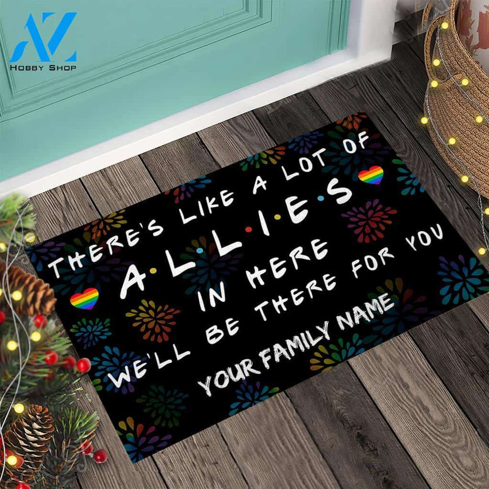 Allies In Here Personalized Coir Pattern Printed Doormat
