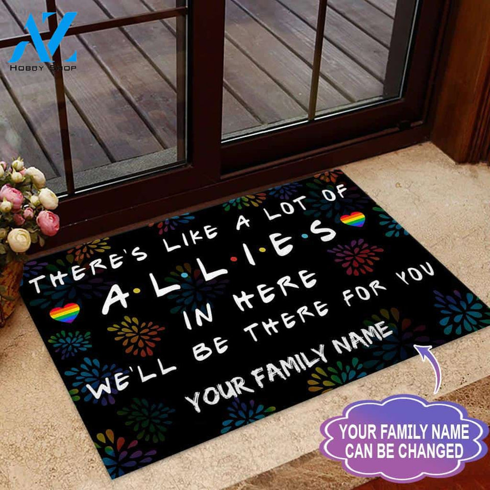 Allies In Here Personalized Coir Pattern Printed Doormat