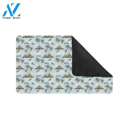 Aloha Hawaii island Design Themed Print Rubber Doormat
