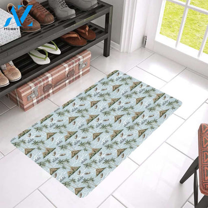 Aloha Hawaii island Design Themed Print Rubber Doormat