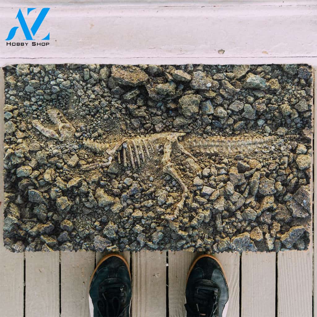 Alohazing 3D Dinosaur Fossil Indoor and Outdoor Doormat Gift For Friend Family, Gift For Dinosaur Lover Warm House Gift Welcome Mat