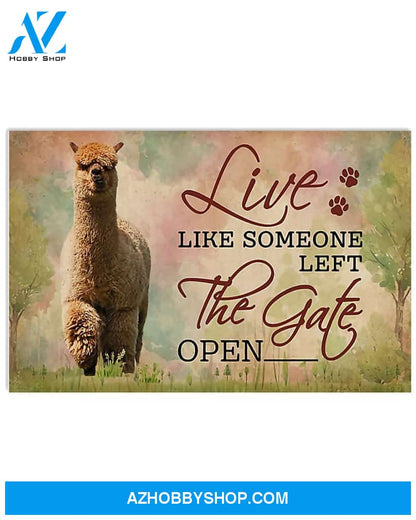 Alpaca Live Like Someone Horizontal Canvas Painting, Wall Decor Visual Art