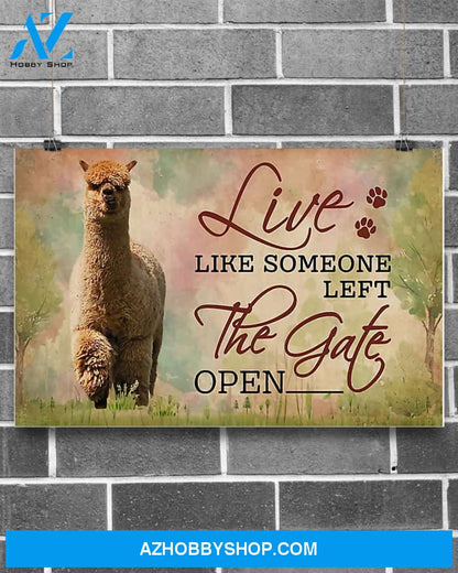 Alpaca Live Like Someone Horizontal Canvas Painting, Wall Decor Visual Art