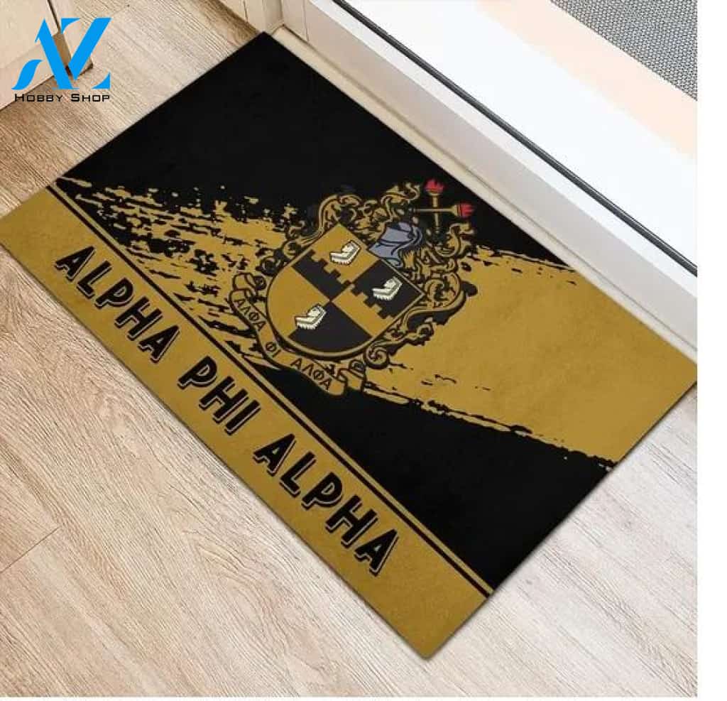 Alpha Phi Alpha 1906 Emblem Old Gold and Black Doormat