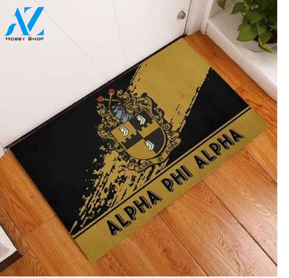 Alpha Phi Alpha 1906 Emblem Old Gold and Black Doormat