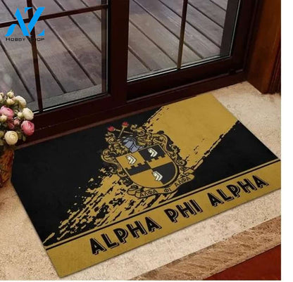 Alpha Phi Alpha 1906 Emblem Old Gold and Black Doormat