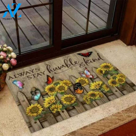 Alwasy Stay Butterfly Sunflower Garden Fence House Doormat Floor Rug Housewarming Gift Home Living Home Decor Funny Doormat Gift Idea