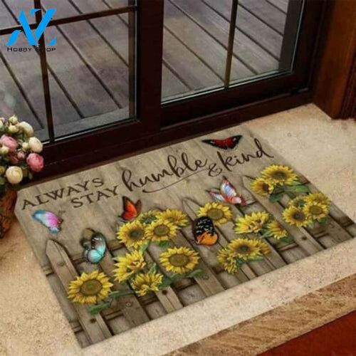 Alwasy Stay Butterfly Sunflower Garden Fence House Doormat Floor Rug Housewarming Gift Home Living Home Decor Funny Doormat Gift Idea