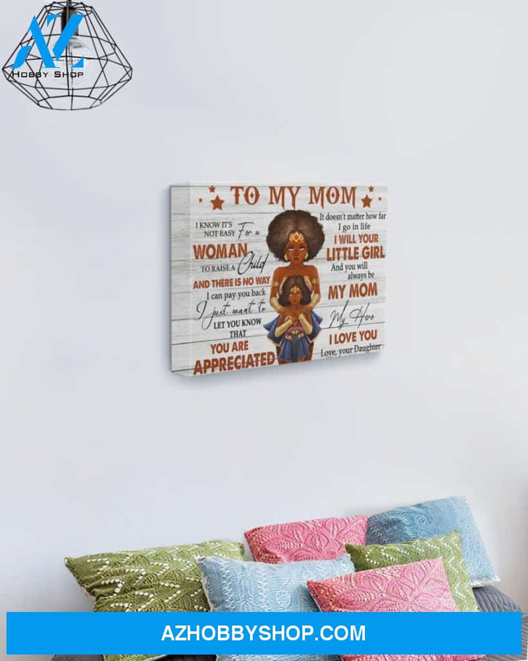 Always Be My Hero Black Woman Superhero Daughter Gift For Mama Matte Canvas