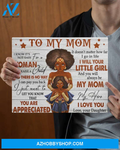 Always Be My Hero Black Woman Superhero Daughter Gift For Mama Matte Canvas