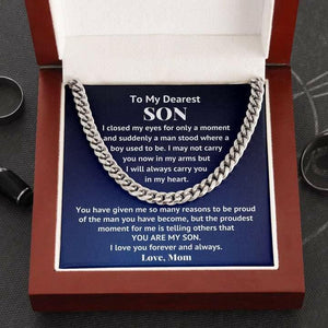 To My Son Necklace Gift - Viking Style You Will Never Lose, You Either Win Or Learn Just Go Forth and Aim For The Skies Cuban Link Chain Necklace LX344B