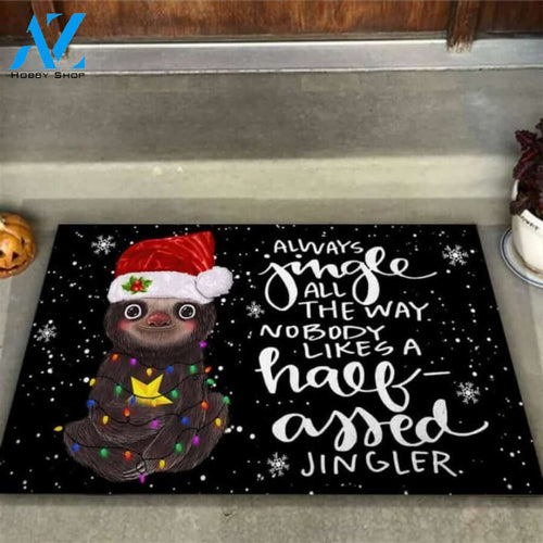 Always Jingle All The Way Christmas Sloth Doormat | Welcome Mat | House Warming Gift
