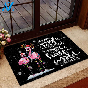 Always Jingle All The Way Flamingo Doormat Welcome Mat House Warming Gift Home Decor Funny Doormat Gift Idea