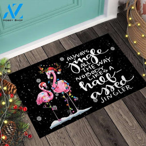 Always Jingle All The Way Flamingo Doormat