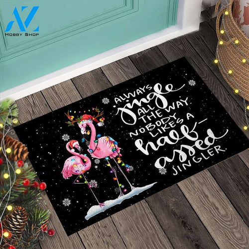 Always Jingle All The Way Flamingo Doormat | Welcome Mat | House Warming Gift