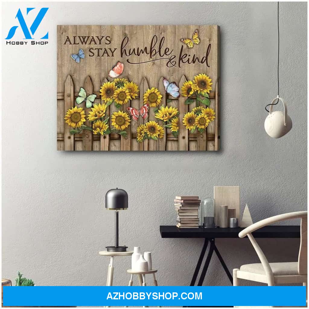 Always Stay Humble And Kind Butterfly Wall Art Canvas
