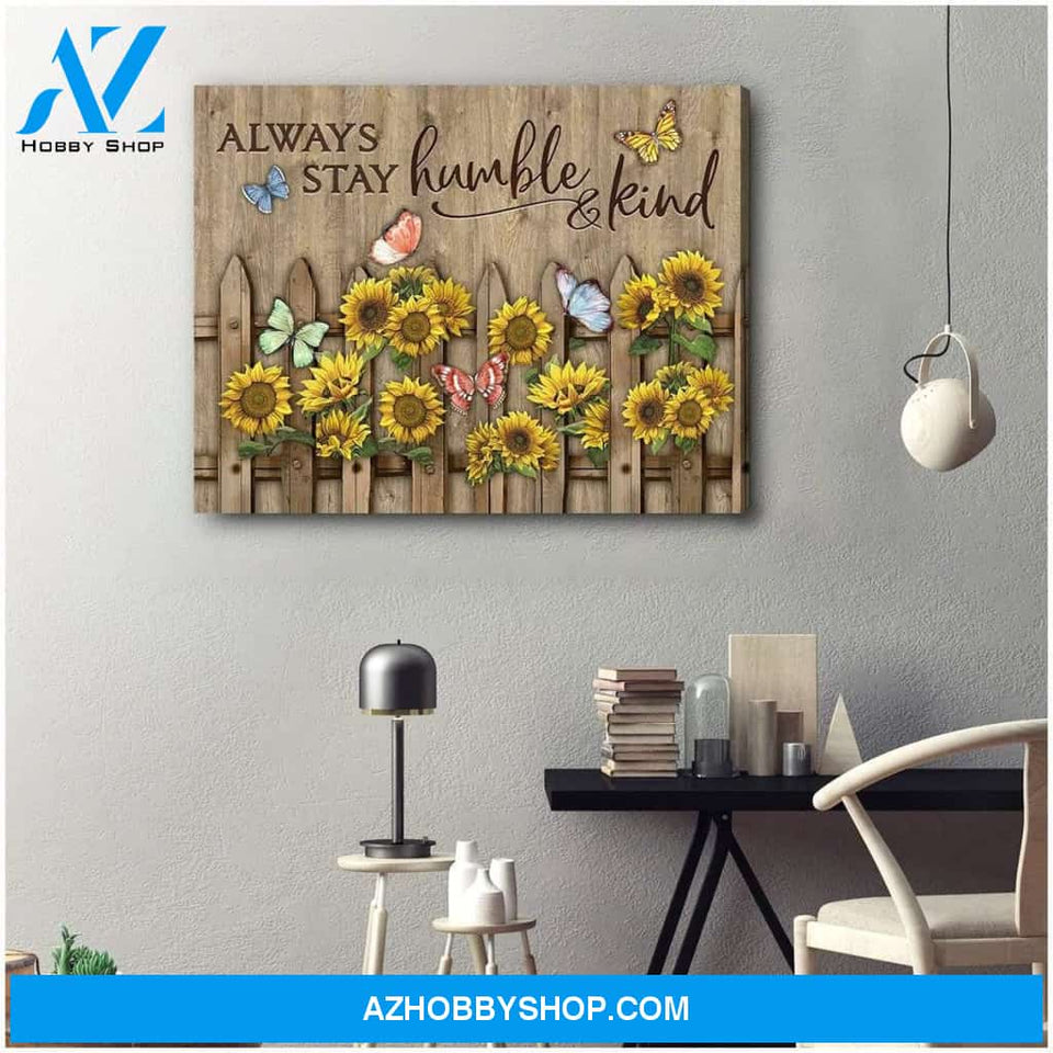 Always Stay Humble And Kind Butterfly Wall Art Canvas