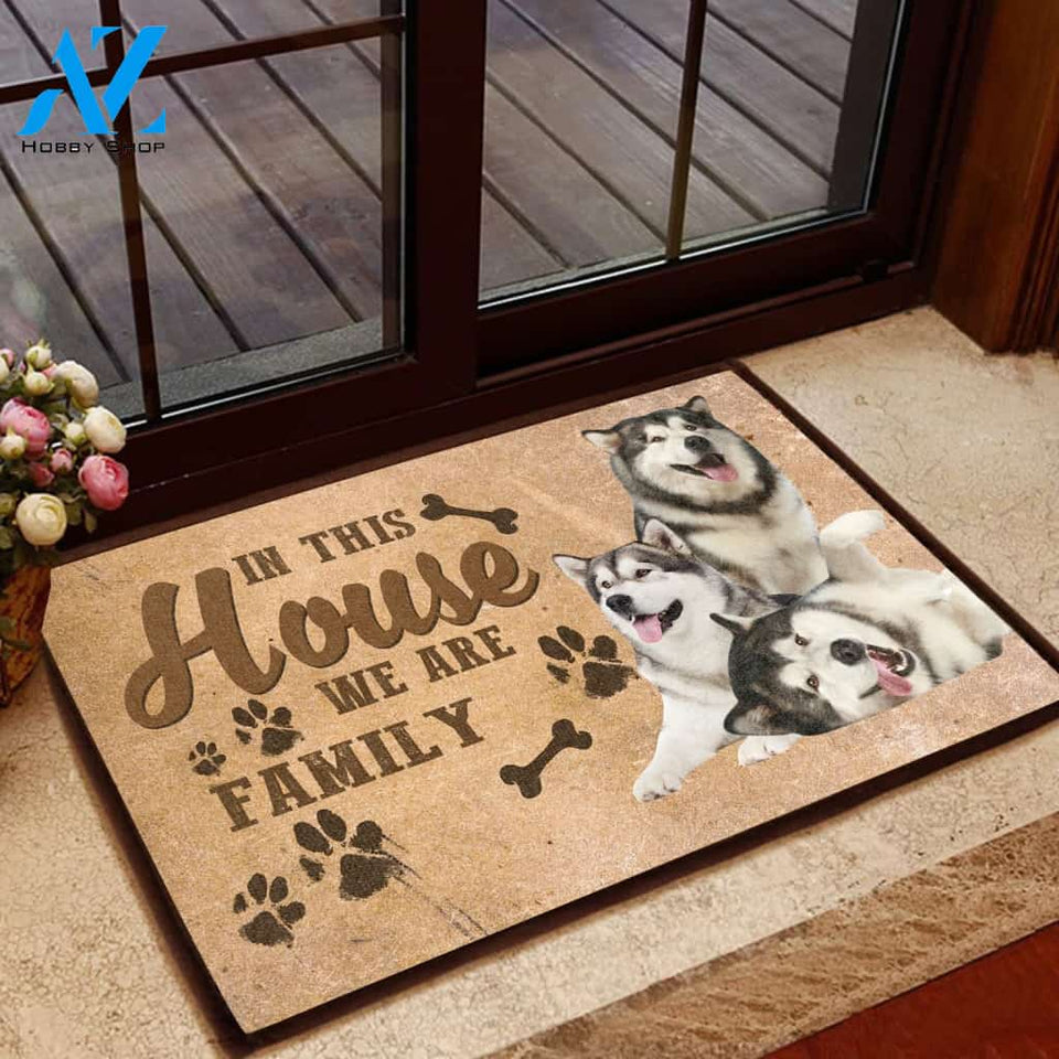 Amazing Alaskan Malamute Family Dog Doormat Welcome Mat House Warming Gift Home Decor Gift for Dog Lovers Funny Doormat Gift Idea