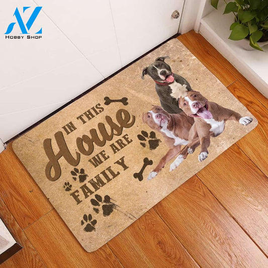 Amazing American Pit Bull Terrier Family Dog Doormat | Welcome Mat | House Warming Gift
