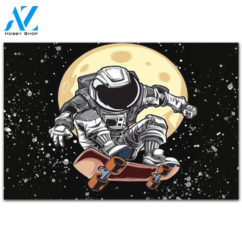Amazing Astronaut With Skis Doormat Welcome Mat House Warming Gift Home Decor Funny Doormat Gift Idea