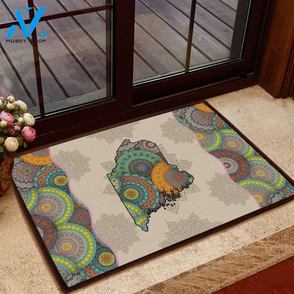 Amazing Awesome Maine Mandala Doormat Welcome Mat House Warming Gift Home Decor Funny Doormat Gift Idea