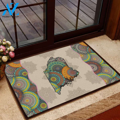 Amazing Awesome Maine Mandala Doormat Welcome Mat House Warming Gift Home Decor Funny Doormat Gift Idea
