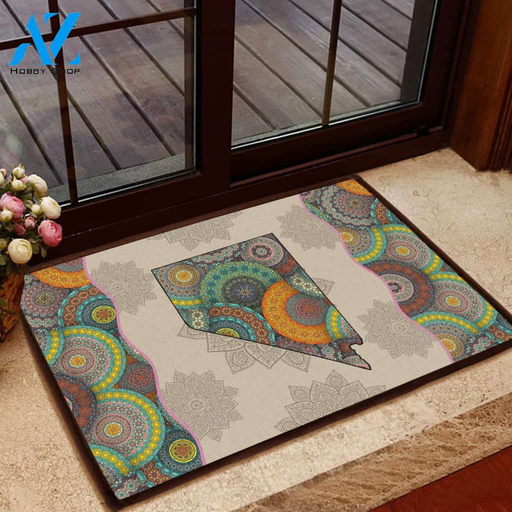 Amazing Awesome Nevada Mandala Doormat Welcome Mat House Warming Gift Home Decor Funny Doormat Gift Idea