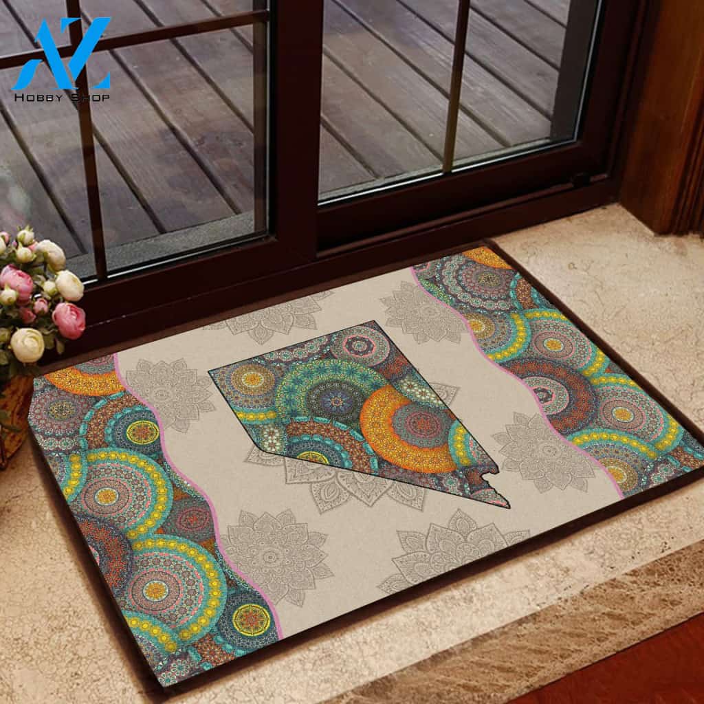Amazing Awesome Nevada Mandala Doormat Welcome Mat House Warming Gift Home Decor Funny Doormat Gift Idea