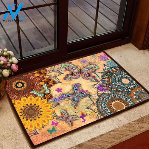 Amazing Butterfly Mandala Doormat Indoor And Outdoor Mat Entrance Rug Sweet Home Decor Housewarming Gift Gift For Friend Family Butterflies Lovers