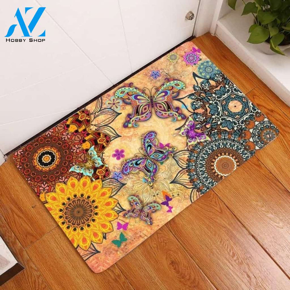 Amazing Butterfly Mandala Indoor And Outdoor Doormat Gift For Butterfly Lovers Birthday Gift Decor Warm House Gift Welcome Mat