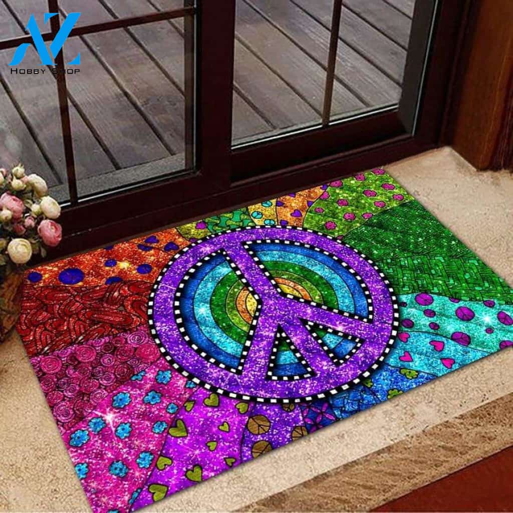 Amazing Colorful Hippie Peace Family Doormat