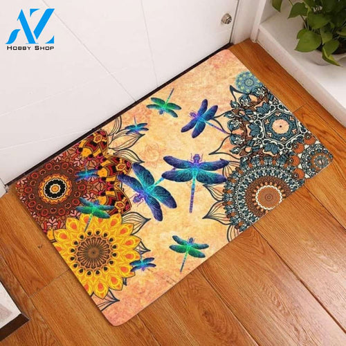 Amazing Dragonfly Mandala Indoor And Outdoor Doormat Gift For Dragonfly Lovers Birthday Gift Decor Warm House Gift Welcome Mat