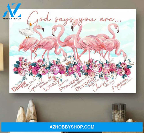 Amazing Flamingo God Says you Are Pink Canvas Wall Art, Wall Decor Visual Art